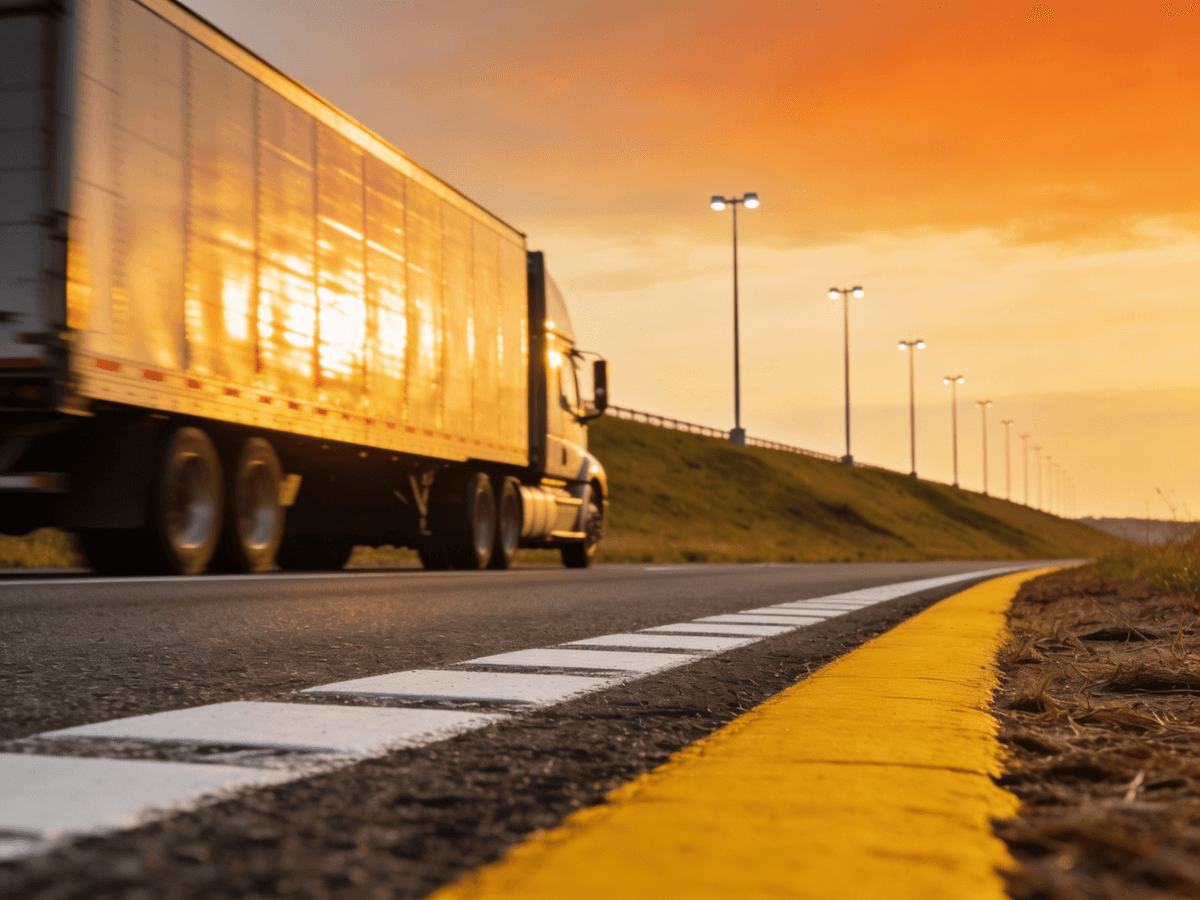 Shipping truck on the road